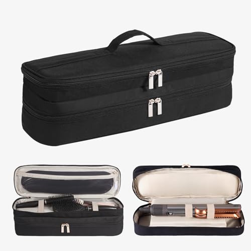 GENCAM Double-Layer Carrying Case for Dyson Airstrait Straightener, Travel Case for Dyson Airstraight, Portable Storage Case for Dyson Airstrait/Corrale Hair Straightener (Black) - Image 2