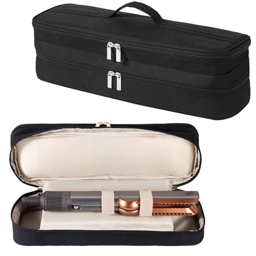 GENCAM Double-Layer Carrying Case for Dyson Airstrait Straightener, Travel Case for Dyson Airstraight, Portable Storage Case for Dyson Airstrait/Corrale Hair Straightener (Black) - Image 1