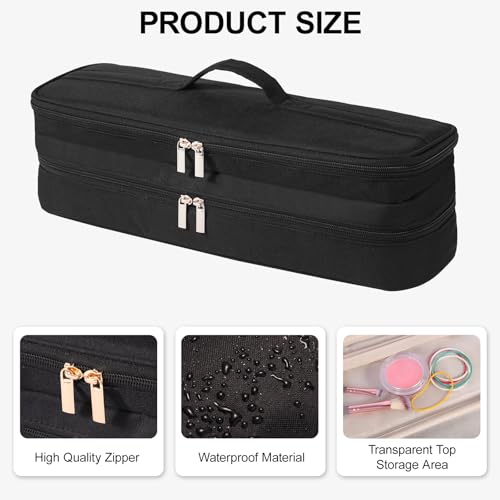 GENCAM Double-Layer Carrying Case for Dyson Airstrait Straightener, Travel Case for Dyson Airstraight, Portable Storage Case for Dyson Airstrait/Corrale Hair Straightener (Black) - Image 3