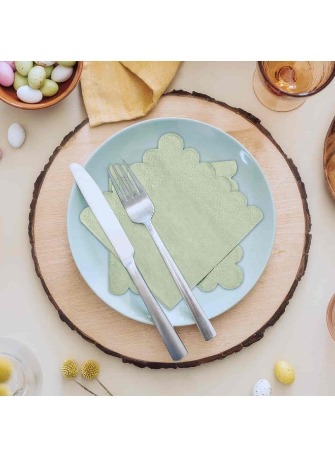 بيتلا 100 منديل ورقي كوكتيل قابل للتصرف، 2 طبقة بحواف متموجة، مقاس 10 × 10 بوصة، مناسب للحفلات وحفلات الزفاف وأعياد الميلاد والمناسبات (أخضر هادئ) - Image 5