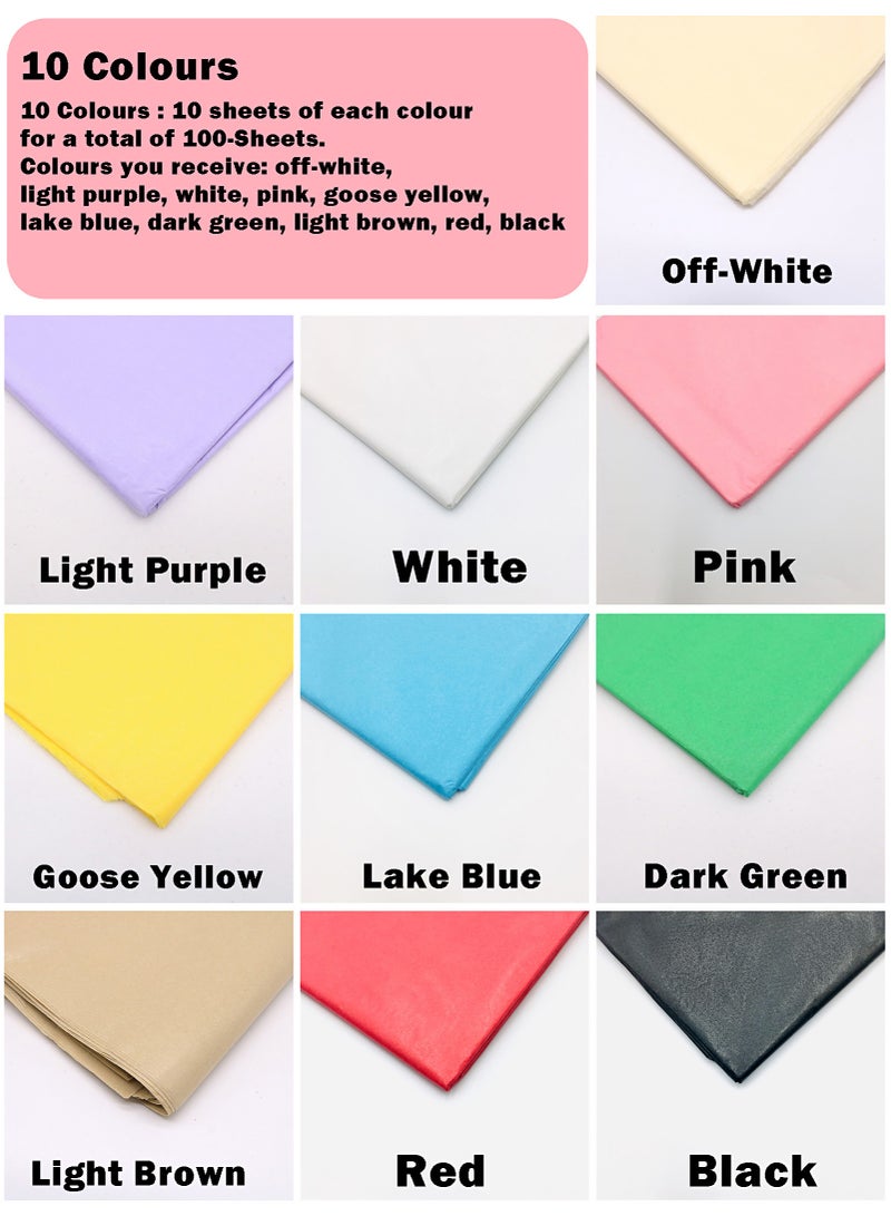 10 Colors Gift Wrapping Tissue Paper,100 Sheets Tissue Paper for Crafts Gift Wrap Holiday Birthday 66 x 50cm - Image 2
