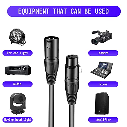 Czgor DMX Cable 6.5 ft, 6 Pack Flexible 3 Pin XLR Male to Female Cable Wire for Stage Lighting Signal XLR Connection Stage Light Wire for Par Light Moving Head Spotlight Input & Output - Image 2
