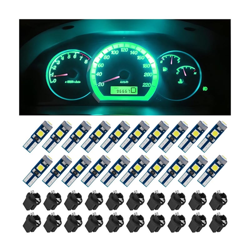Bittwee T5 LED Lights for Car Dashboard, 20 Pcs 3030-3SMD LED Bulb with Twist Lock Socket, Super Bright Light Bulb for Instrument Cluster Panel Gauge Indicator - Image 1