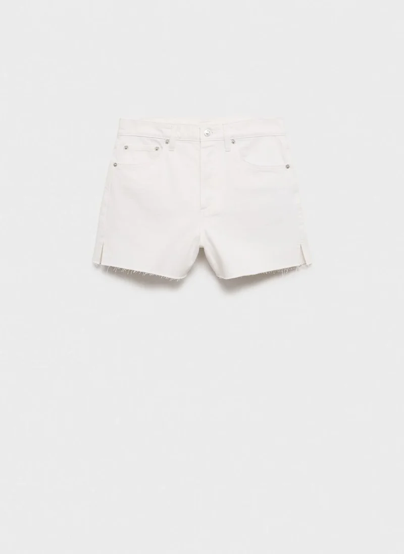 MANGO Denim Shorts With Frayed Hem