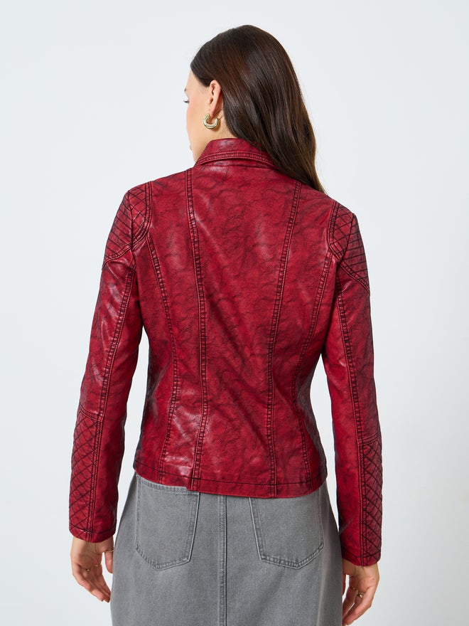 ستايلي جاكيت بايكر بورغندي محكم - Image 5
