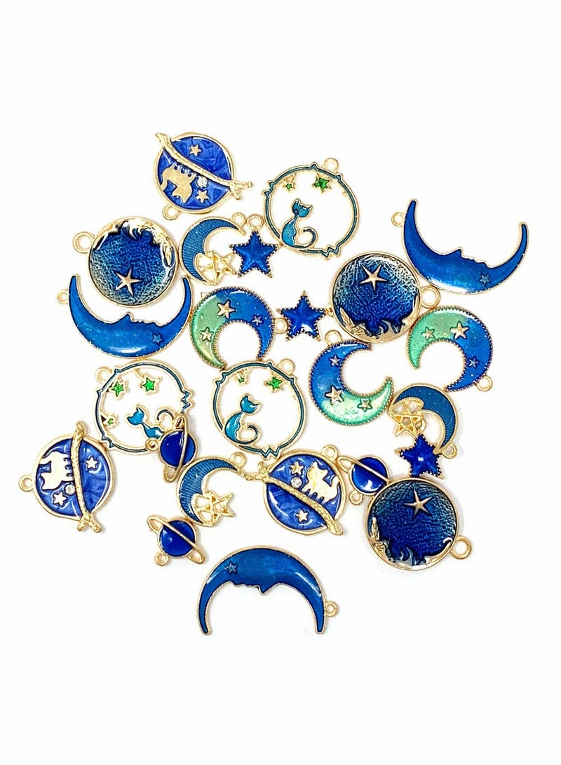 Excefore Pendant Gold Plated Enamel Cat Moon Star Celestial Charm DIY for Earrings Necklace Bracelet Jewelry Making and Crafting 1 Set (24 Pieces) - Image 4