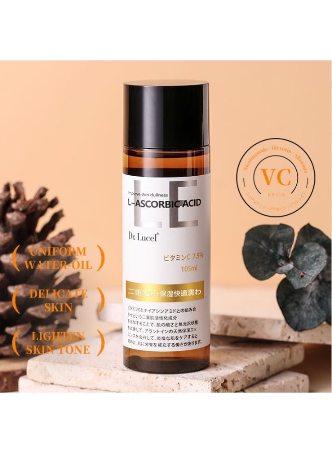 Dr. Lucel عبوتان من سيروم حمض الأسكوربيك L لتفتيح البشرة بتركيز 7.5% | يثبط إنتاج الميلانين، ويحسن بهتان البشرة، ويفتح لونها. 105 مل × 2 - Image 3