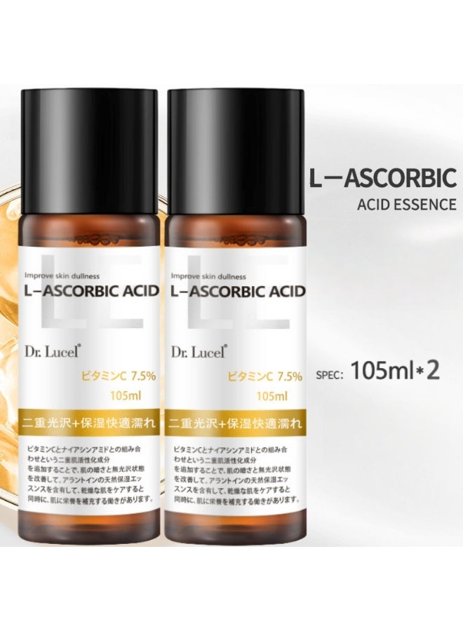 Dr. Lucel عبوتان من سيروم حمض الأسكوربيك L لتفتيح البشرة بتركيز 7.5% | يثبط إنتاج الميلانين، ويحسن بهتان البشرة، ويفتح لونها. 105 مل × 2 - Image 1