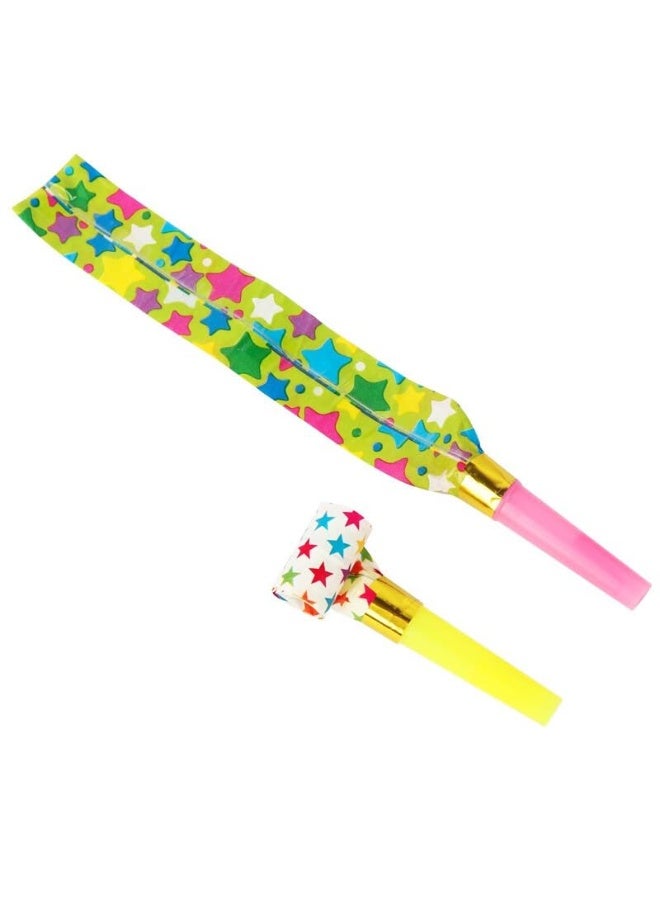 25 Pieces Blowouts Noisemakers, Funny Party Blowouts Blowers Musical Blowouts, Plastic Whistle, Party Horns Colorful Musical Paper Blowouts Whistles Party Supplies Decorative Toys, Random Color - Image 3