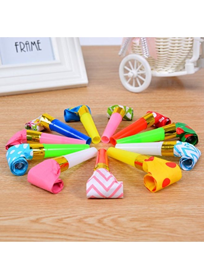 25 Pieces Blowouts Noisemakers, Funny Party Blowouts Blowers Musical Blowouts, Plastic Whistle, Party Horns Colorful Musical Paper Blowouts Whistles Party Supplies Decorative Toys, Random Color - Image 5