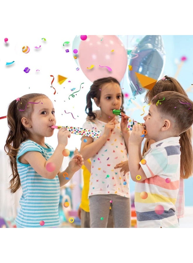 25 Pieces Blowouts Noisemakers, Funny Party Blowouts Blowers Musical Blowouts, Plastic Whistle, Party Horns Colorful Musical Paper Blowouts Whistles Party Supplies Decorative Toys, Random Color - Image 2