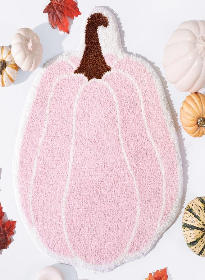 TRUEDAYS Bathroom Rugs Halloween Pink Rug Cute Pumpkin Bath Mat for Living Room, Bedroom Small Fluffy Washable Rug Non Slip Bath Mats Thanksgiving Door Mat Autumn - Image 1