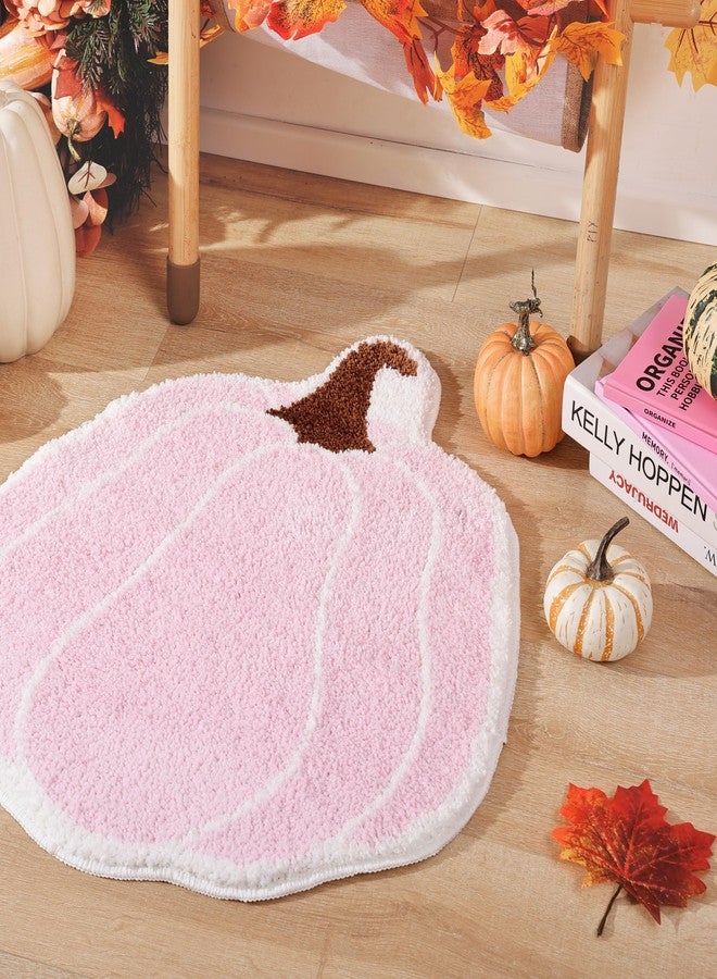 TRUEDAYS Bathroom Rugs Halloween Pink Rug Cute Pumpkin Bath Mat for Living Room, Bedroom Small Fluffy Washable Rug Non Slip Bath Mats Thanksgiving Door Mat Autumn - Image 5