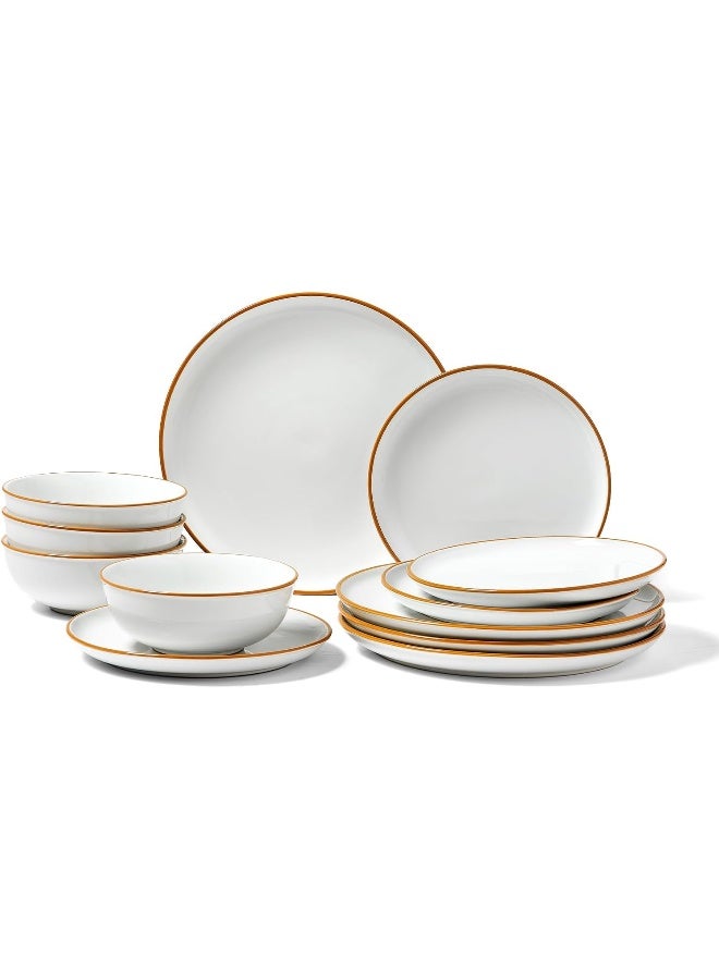VEVOR Dinnerware Set Service for 4 12 PCS Round Plates and Bowls Sets - Image 1