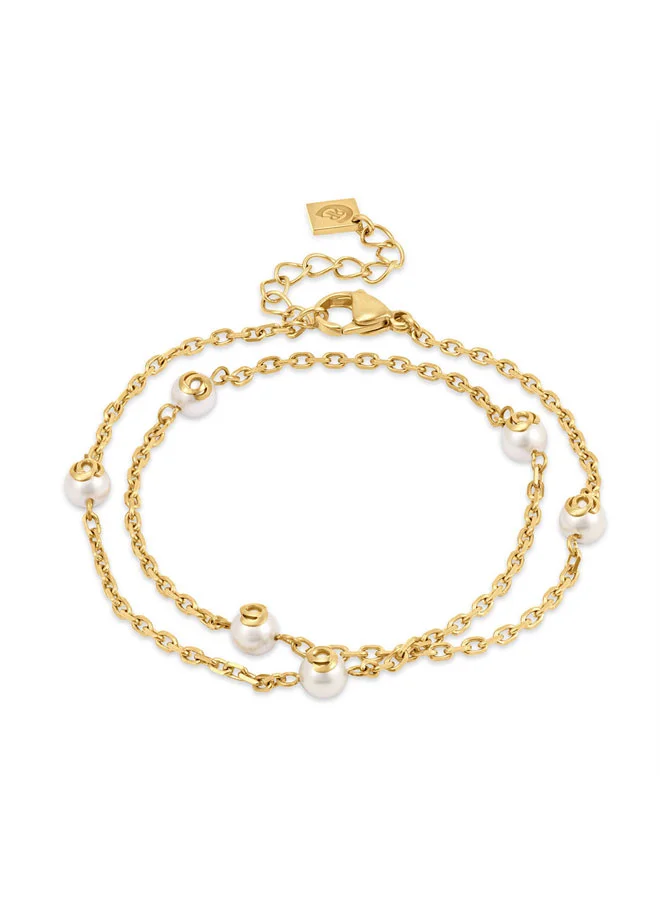 شيروتي 1881 سوار نويمي ذهبي بسلسلة مزدوجة للنساء