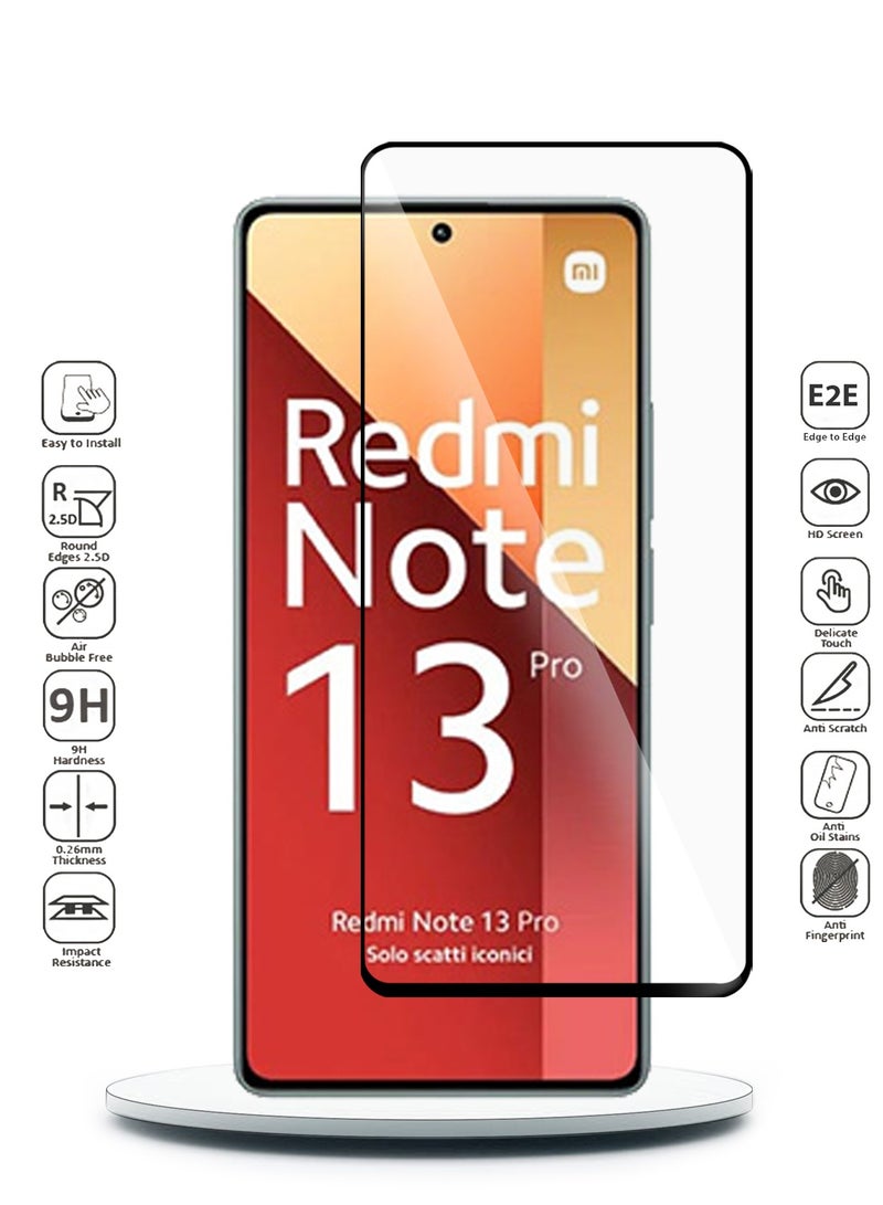 دبليو تيك شاومي ريدمي نوت 13 5 جي 2024 / شاومي ريدمي نوت 13 4 جي 2024 / شاومي ريدمي نوت 13 آر برو 5 جي 2023 / شاومي ريدمي نوت 13 برو 4 جي 2024 / شاومي بريميوم E2E واقي شاشة زجاجي مقوى بغطاء كامل الغراء (MSGECN) - شفاف / أسود - Image 2