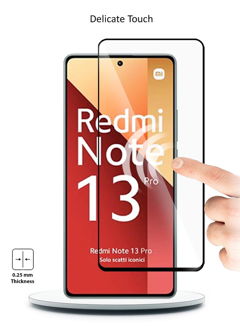 دبليو تيك شاومي ريدمي نوت 13 5 جي 2024 / شاومي ريدمي نوت 13 4 جي 2024 / شاومي ريدمي نوت 13 آر برو 5 جي 2023 / شاومي ريدمي نوت 13 برو 4 جي 2024 / شاومي بريميوم E2E واقي شاشة زجاجي مقوى بغطاء كامل الغراء (MSGECN) - شفاف / أسود - Image 4