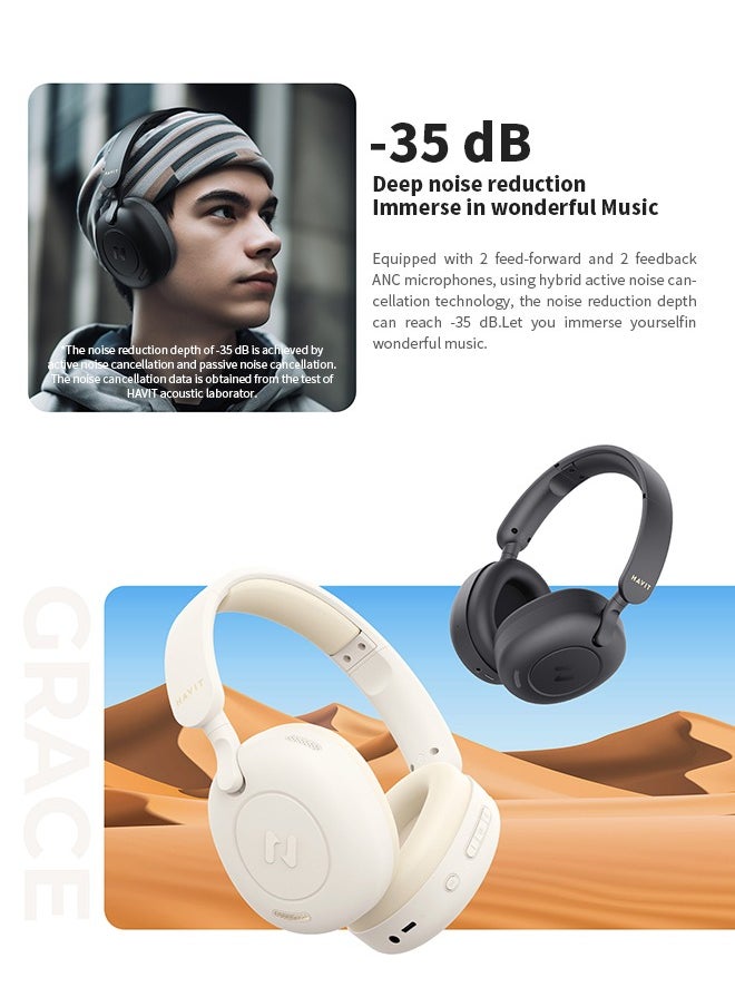 havit - Wireless Bluetooth Headset, -35dB Deep Noise Reduction, High-Fidelity Stereo, Support Wired/Wireless - Image 1
