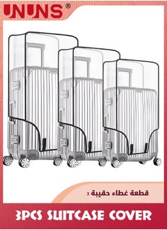 UNUNS غطاء الأمتعة، 3 قطع من أغطية حقائب السفر البلاستيكية الشفافة المعتمدة من إدارة أمن المواصلات الأمريكية، مجموعة غطاء حقيبة للأمتعة مقاس 20 و24 و28 بوصة  - Image 1