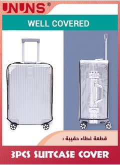 UNUNS غطاء الأمتعة، 3 قطع من أغطية حقائب السفر البلاستيكية الشفافة المعتمدة من إدارة أمن المواصلات الأمريكية، مجموعة غطاء حقيبة للأمتعة مقاس 20 و24 و28 بوصة  - Image 3