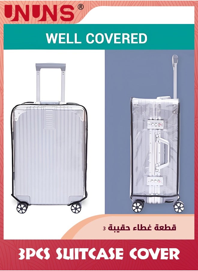UNUNS Luggage Cover,3 Pieces Clear PVC Suitcase Covers Protector For Tsa Approved,Suitcase Cover Set For 20 24 28 Inch Luggage  - Image 3