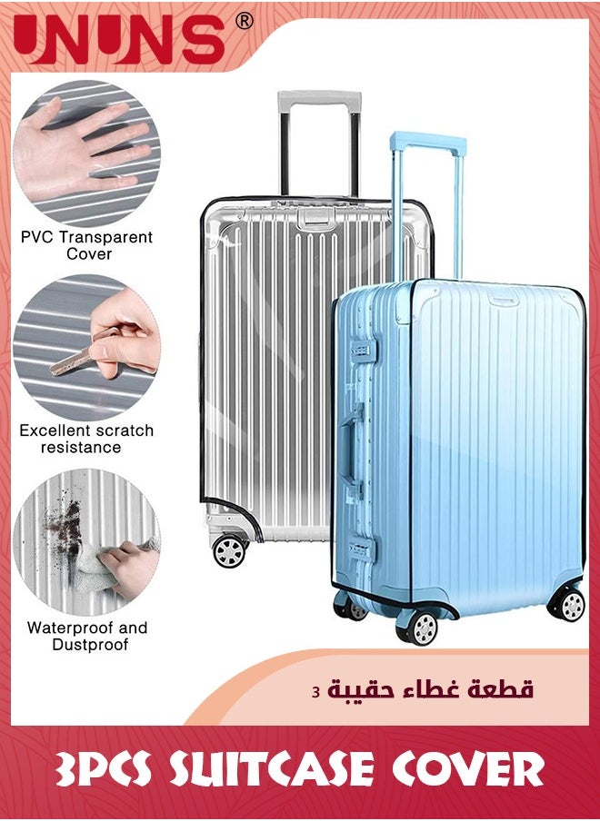 Luggage Cover,3 Pieces Clear PVC Suitcase Covers Protector For Tsa Approved,Suitcase Cover Set For 20 24 28 Inch Luggage