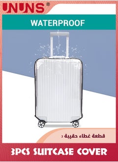 UNUNS غطاء الأمتعة، 3 قطع من أغطية حقائب السفر البلاستيكية الشفافة المعتمدة من إدارة أمن المواصلات الأمريكية، مجموعة غطاء حقيبة للأمتعة مقاس 20 و24 و28 بوصة  - Image 4