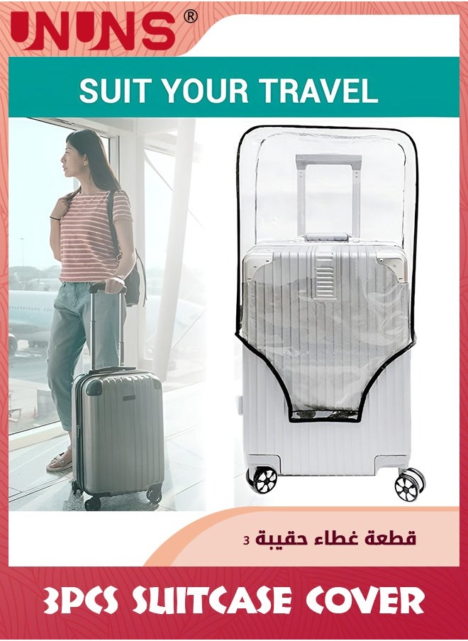 UNUNS Luggage Cover,3 Pieces Clear PVC Suitcase Covers Protector For Tsa Approved,Suitcase Cover Set For 20 24 28 Inch Luggage  - Image 2