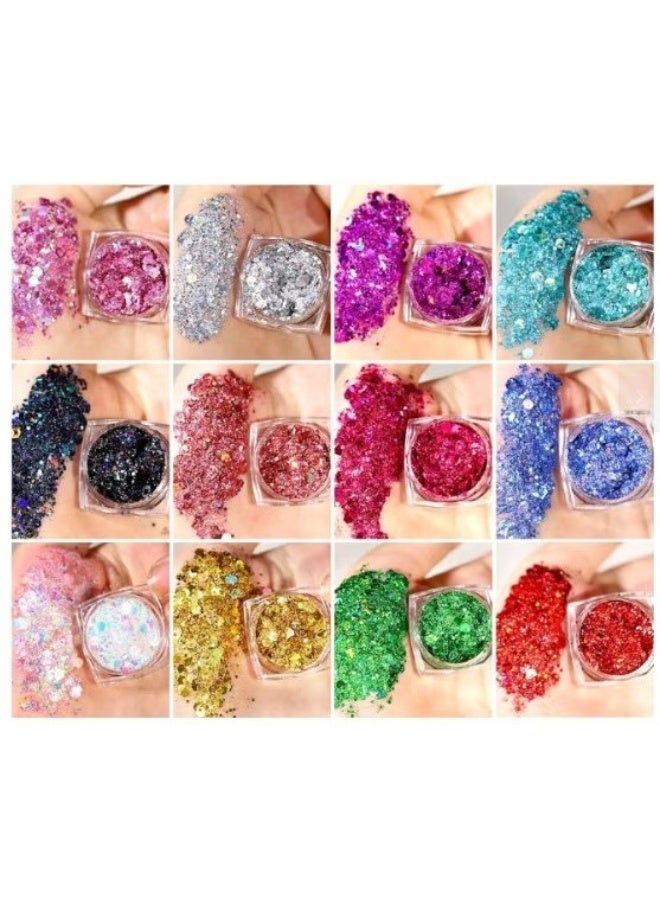 A professional, distinctive 12-color glitter set, versatile for use on the face, body, and nails. - Image 5