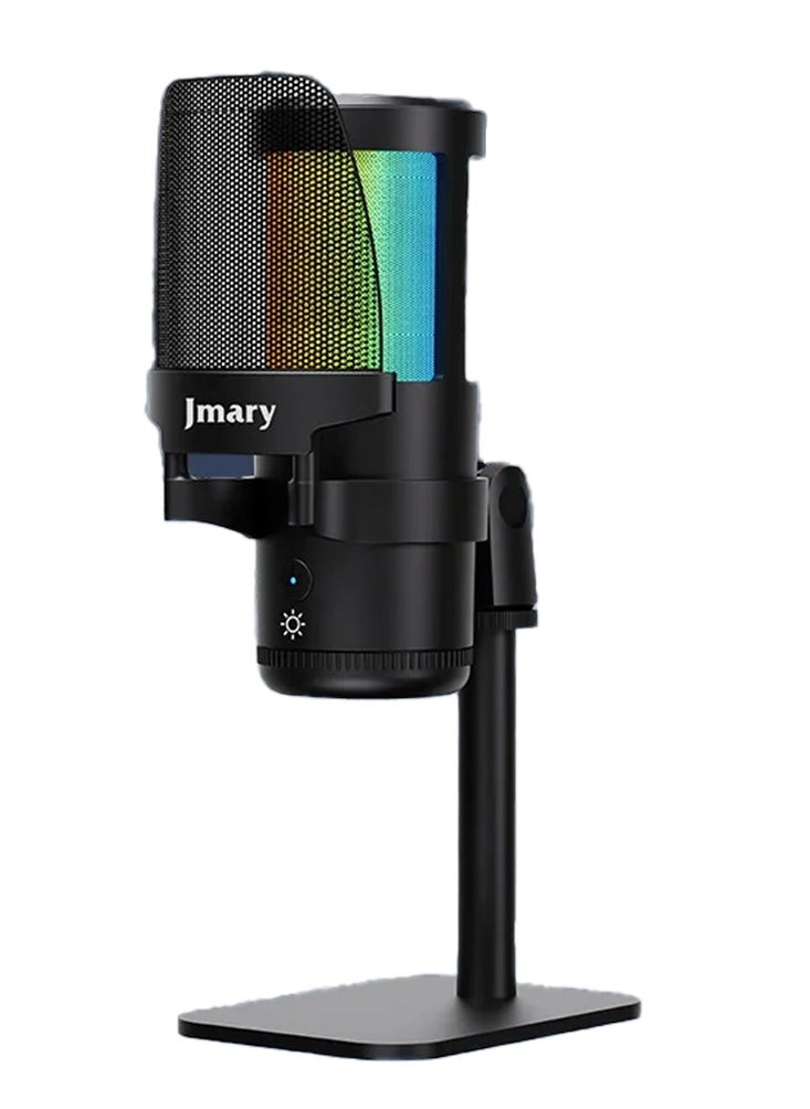 ميكروفون سطح المكتب RGB USB MC-PW13، ميكروفون مكثف للتوصيل والتشغيل مع مراقبة بدون تأخير، مقبض مكسب قابل للتعديل، كتم الصوت بلمسة واحدة، مرشح بوب قابل للفصل، مثالي للبث المباشر والتدوين الصوتي والألعاب والتسجيل، متوافق مع أجهزة الكمبيوتر الشخصية والكمبيوتر المحمول والكمبيوتر اللوحي والهاتف المحمول