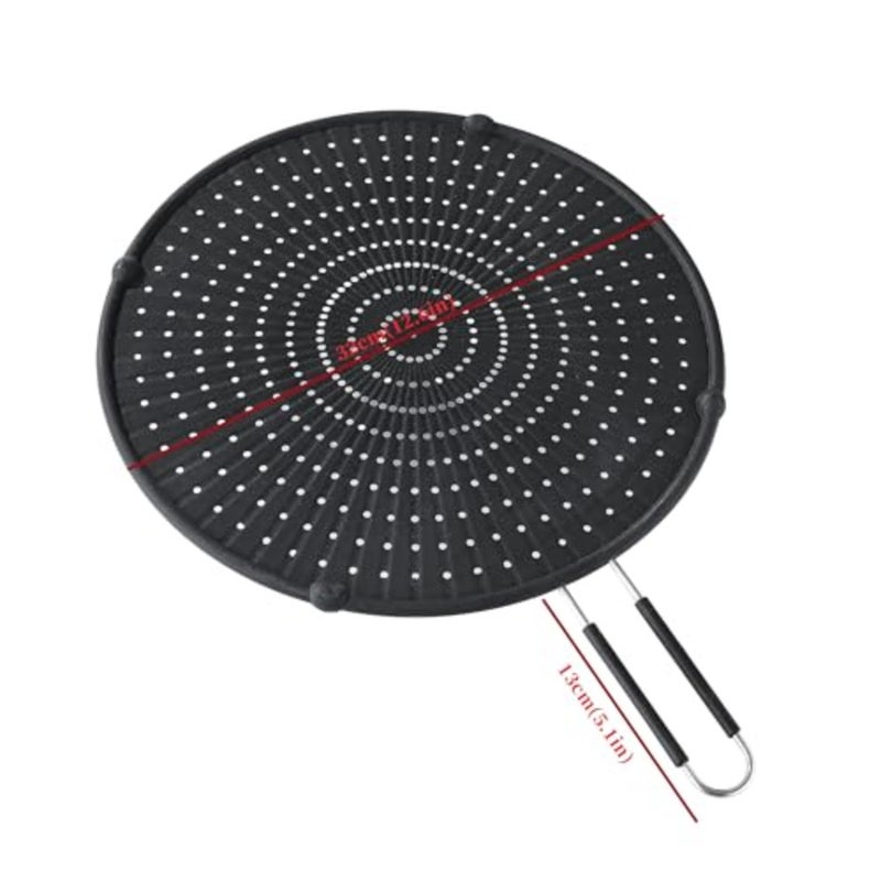 Silicone Splatter Guard for Frying Pan, Heat-Resistant Grease Screen, 13 Inch, Black, Dishwasher Safe - Image 3