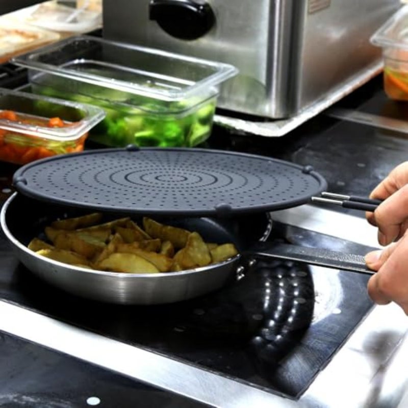Silicone Splatter Guard for Frying Pan, Heat-Resistant Grease Screen, 13 Inch, Black, Dishwasher Safe - Image 4
