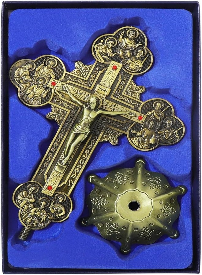 KOMI Standing Crucifix with Base 8 Inch Metal Jesus Crucifix Cross, Tabletop Decor Standing Cross for Chapel Home Decoration Religious Gifts - Image 2