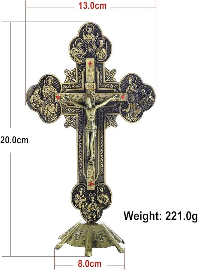 KOMI Standing Crucifix with Base 8 Inch Metal Jesus Crucifix Cross, Tabletop Decor Standing Cross for Chapel Home Decoration Religious Gifts - Image 4