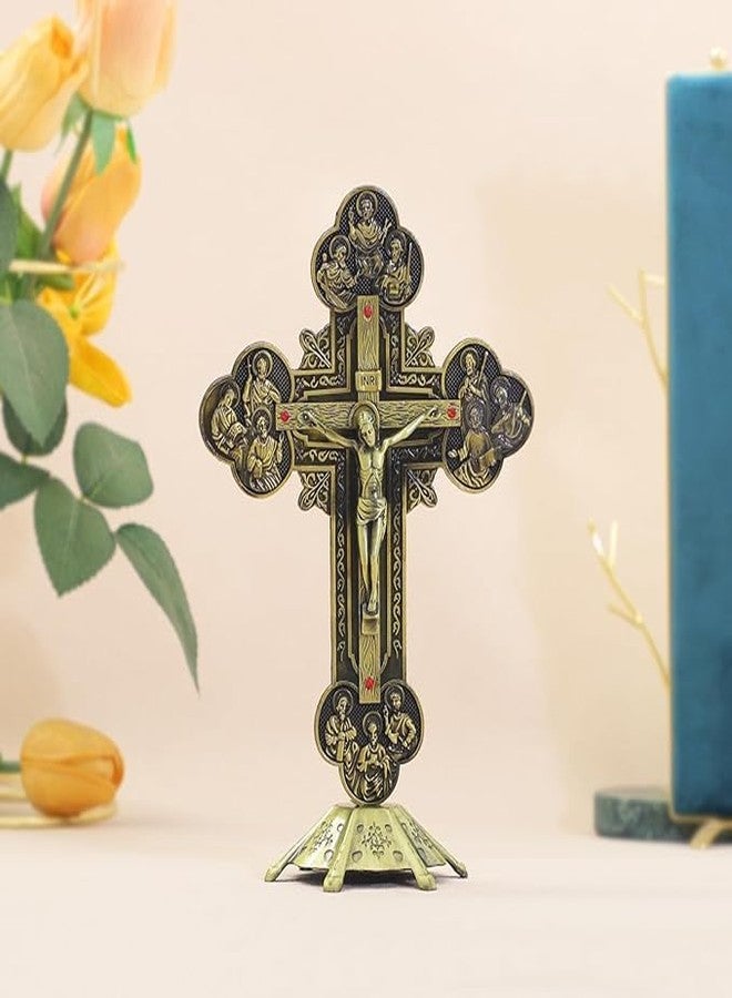 KOMI Standing Crucifix with Base 8 Inch Metal Jesus Crucifix Cross, Tabletop Decor Standing Cross for Chapel Home Decoration Religious Gifts - Image 5