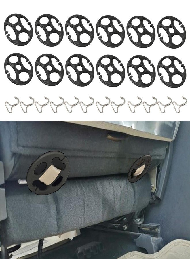 HEVLE 24PCS Car Seat Cover Plum Plate Metal Hooks, 12Pcs Plastic Car Seat Covers Chucks and 12Pcs Metal Hooks Locking Clip Plastic Card Fixed Fastener Buckle for Car (Black) - Image 1