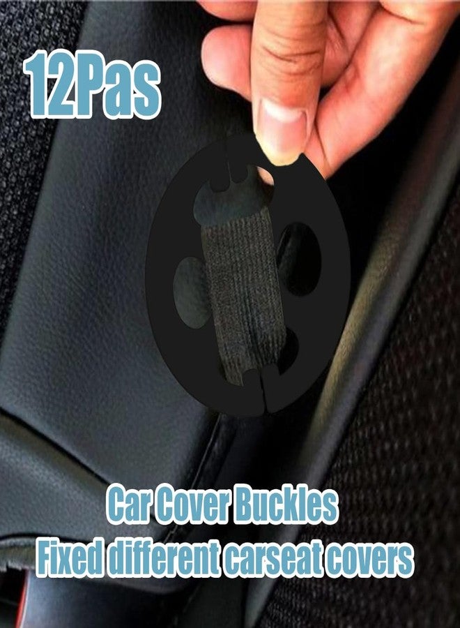 HEVLE 24PCS Car Seat Cover Plum Plate Metal Hooks, 12Pcs Plastic Car Seat Covers Chucks and 12Pcs Metal Hooks Locking Clip Plastic Card Fixed Fastener Buckle for Car (Black) - Image 3
