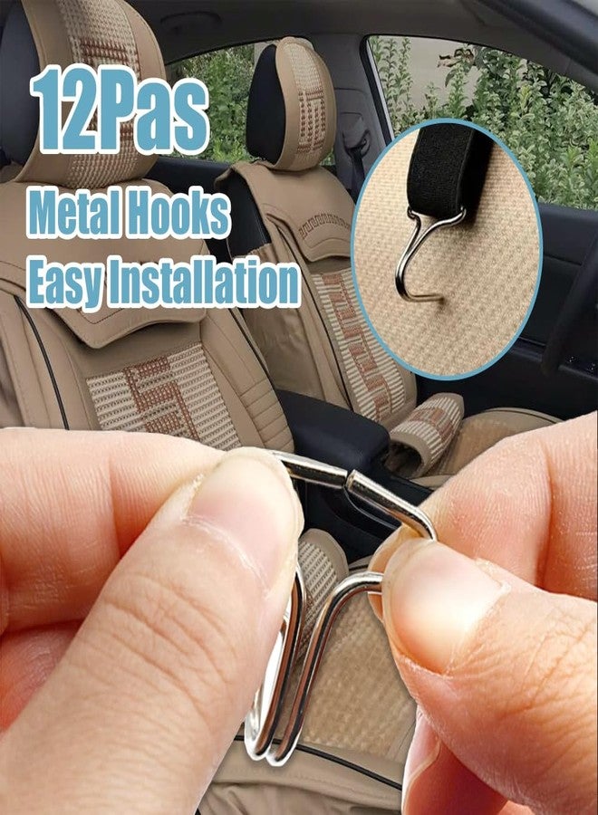 HEVLE 24PCS Car Seat Cover Plum Plate Metal Hooks, 12Pcs Plastic Car Seat Covers Chucks and 12Pcs Metal Hooks Locking Clip Plastic Card Fixed Fastener Buckle for Car (Black) - Image 4