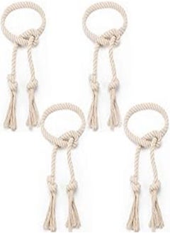 Apipi Apipi 4 Pcs Natural Cotton Curtain Tiebacks- Cream Color Farmhouse Style Curtain Holdback Rope, Curtain Decorative Holdbacks for Rural Style Drapery Tieback 