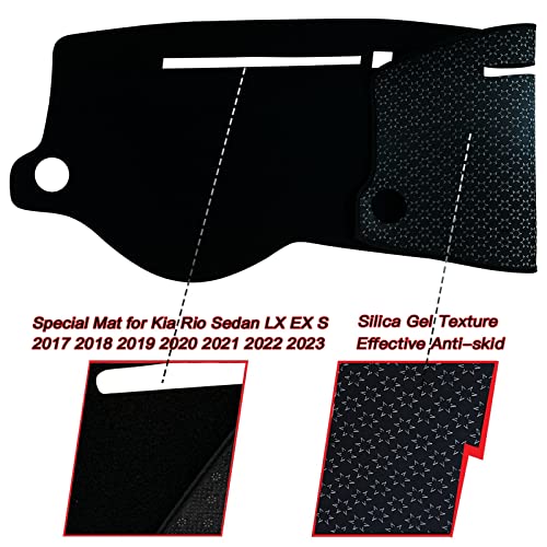 KEEGTBOX Dash Mat Cover Interior Dashboard Protection pad Compatible with Kia Rio Sedan LX EX S 2017 2018 2019 2020 2021 2022 2023 Sunshade Glare UV Rays Protector (Black Trim) - Image 2