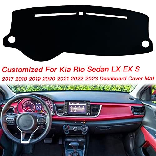 KEEGTBOX Dash Mat Cover Interior Dashboard Protection pad Compatible with Kia Rio Sedan LX EX S 2017 2018 2019 2020 2021 2022 2023 Sunshade Glare UV Rays Protector (Black Trim) - Image 3