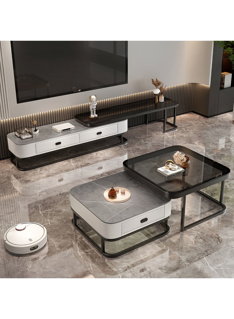 Sharpdo Modern Nesting Table Set, Minimalist Living Room Coffee Table Set, Square-shaped End Table(70*70*45&60*60*38CM) - Image 2