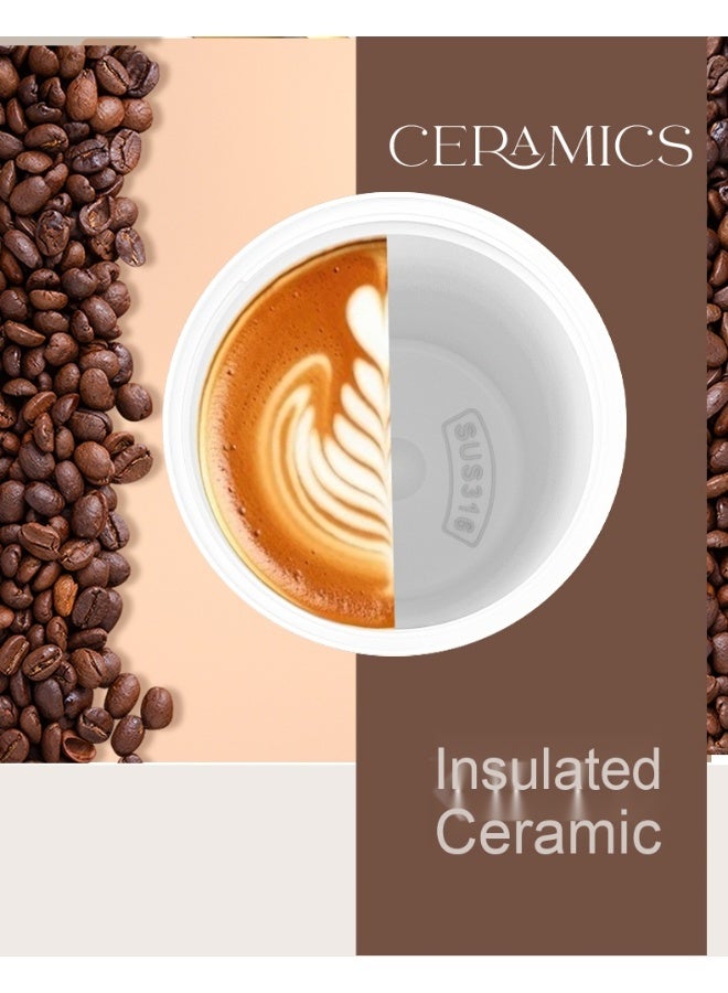 آنا كوب قهوة مياه مزدوج السيراميك الداخلي بسعة كبيرة مزود بقشة، مصنوع من الفولاذ المقاوم للصدأ 316 للاستخدام في السيارة - Image 4