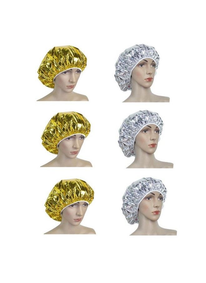 Beaupretty 6Pcs Hair Care Cap Treatment Spa Cap Deep Conditioning Cap Aluminum Foil Heat Insulation For Women Men Salon Home Spa Hair Dyeing Professional Hairdressing Tool(Golden Silver)  - Image 1