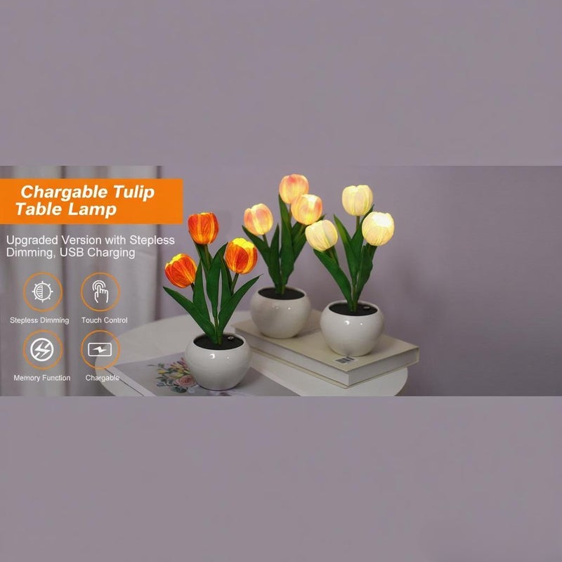 Tulip Lamp Indoor Decorative Table Lamp Flower Pot Lamp Ambient Night Light Gift Potted Plant - Image 4