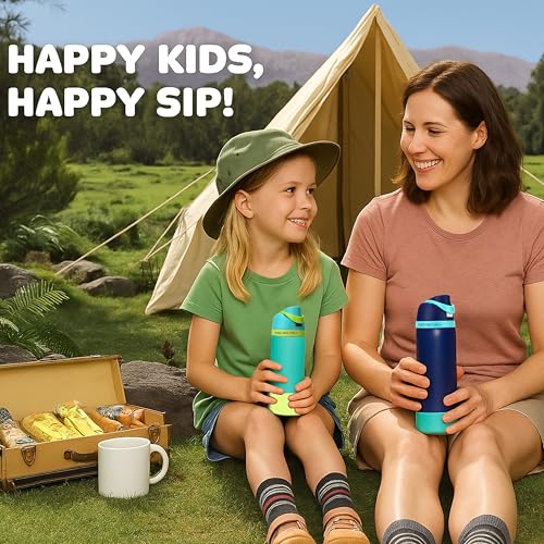 ONE AND ONLY Steel Bottle for Kids for School 550ML Turquoise, Push Button Sipper, Spill-Proof with Straw & Wide Mouth Rust-Resistant Steel Bottle - Image 3
