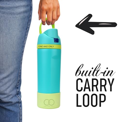 ONE AND ONLY Steel Bottle for Kids for School 550ML Turquoise, Push Button Sipper, Spill-Proof with Straw & Wide Mouth Rust-Resistant Steel Bottle - Image 5