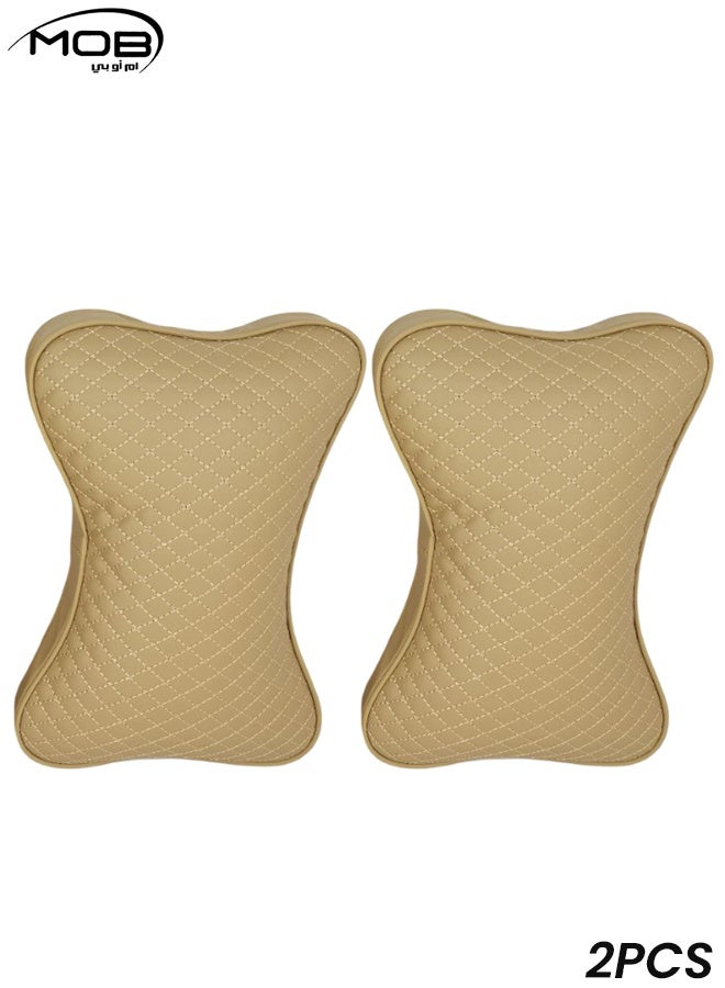 MOB 2PCS Car Neck Rest Pillows – Memory Foam Head Support Cushion, Soft PU Leather, Breathable, Ergonomic Design for Car, Office, Travel & Long Drive Comfort - Image 1