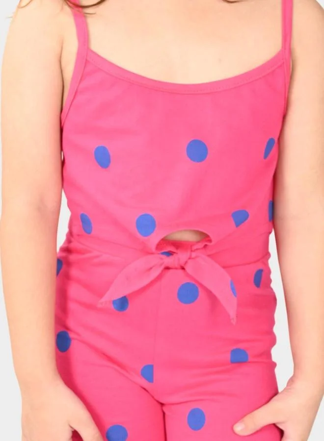 Bonkids Regular Fit Printed Pink Cotton Sets For Girls Round Neck Flat Collar Pull On 100 % Cotton