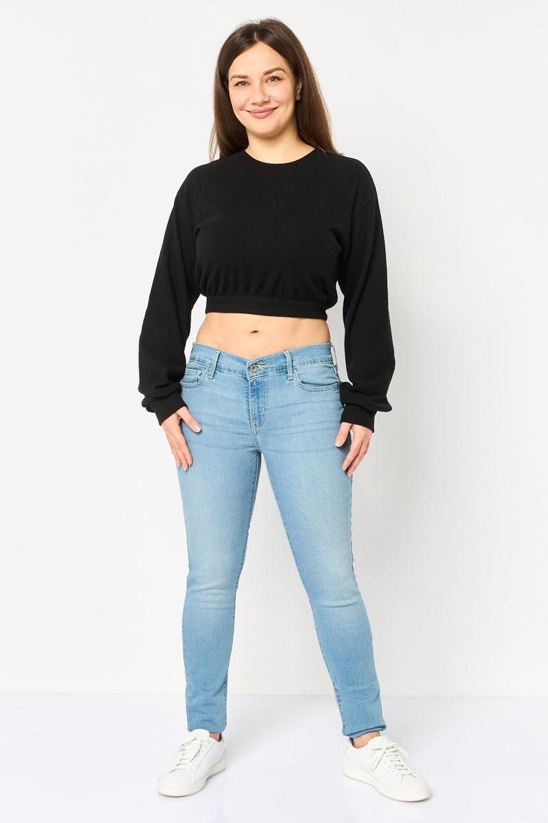 NIA Women Round Neck Long Sleeve Open Back Plain Top, Black - Image 4